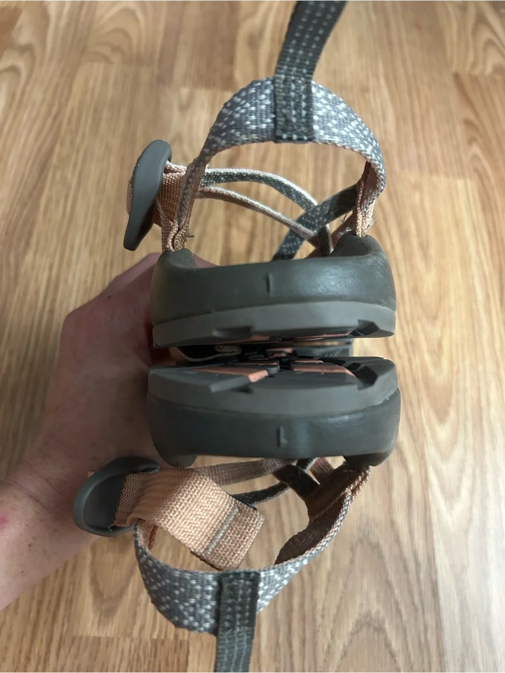 Chaco Kids Sport Sandals in Peach and Gray